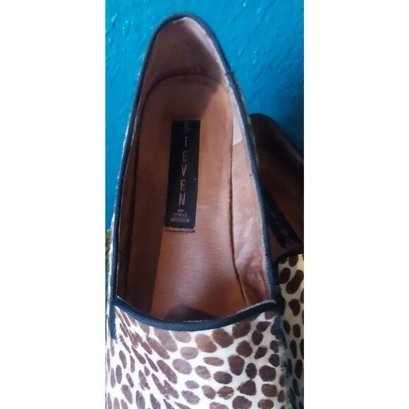 STEVEN by Steve Madden Madee Calf Hair Loafer Size 6.5 Brown and White - Picture 7 of 11